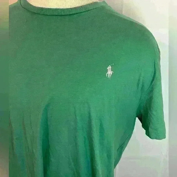Polo Ralph Lauren Classic Fit Men's Short Sleeve Green Shirt Large White Pony - Picture 2 of 7